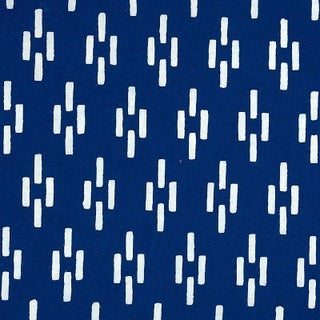 Schumacher X Molly Mahon Dash Fabric in Indigo For Sale