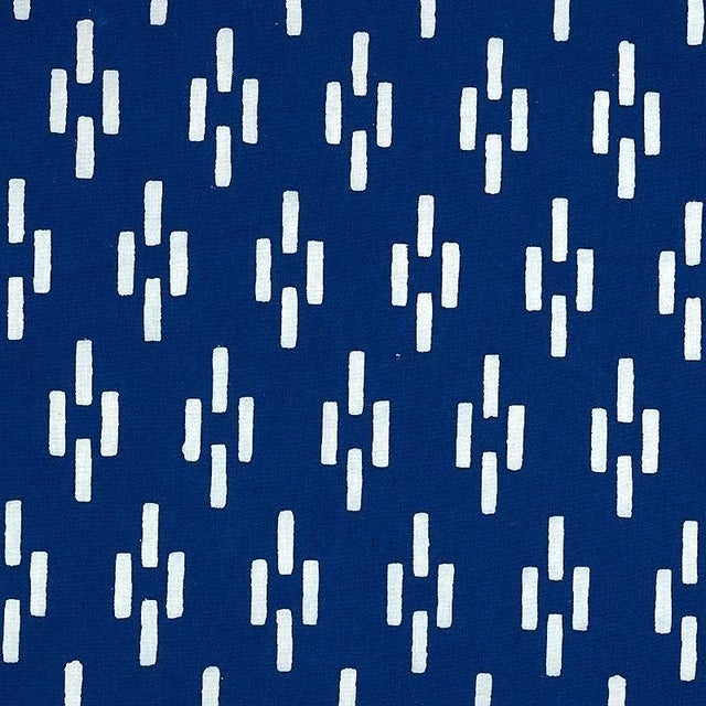 Schumacher X Molly Mahon Dash Fabric in Indigo For Sale