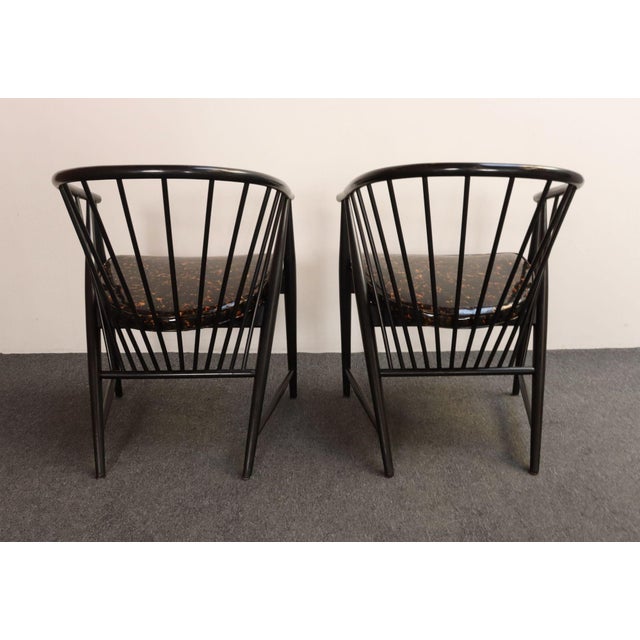 Wood Vintage Pair Swedish Ebonized Beechwood Sunfeather Lounge Chairs by Sonna Rosen For Sale - Image 7 of 18