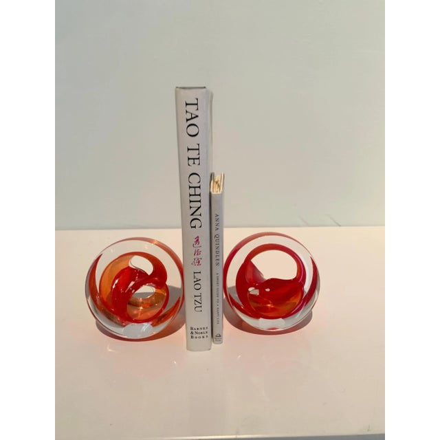 English Teign Valley Red Art Glass Sculptures or Bookends - A Pair For Sale - Image 10 of 12