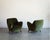 Vladimir Kagan Barrel Lounge Chairs in Olive Green Velvet and Walnut Legs For Sale - Image 10 of 10