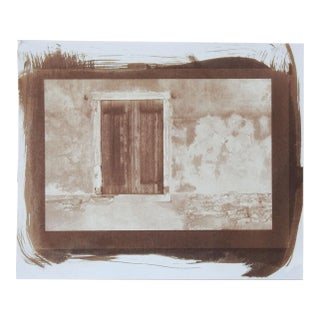 Vintage Sepia Cyanotype Shuttered Window Old Building Photograph For Sale