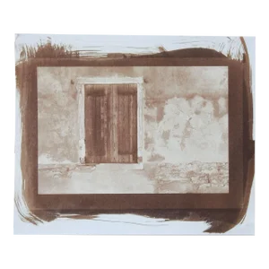 Vintage Sepia Cyanotype Shuttered Window Old Building Photograph