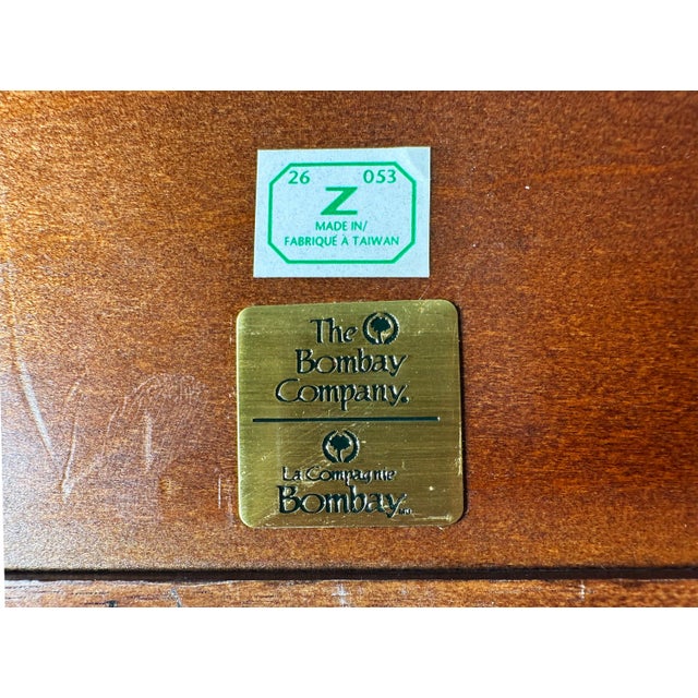 Vintage Bombay Company Asian Style Serving Tray With Brass Corners For Sale - Image 11 of 11