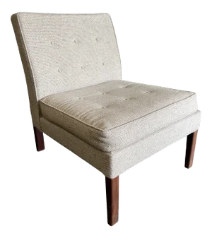 1960s Vintage Jens Risom Design Walnut Framed + Tufted Lounge Chair