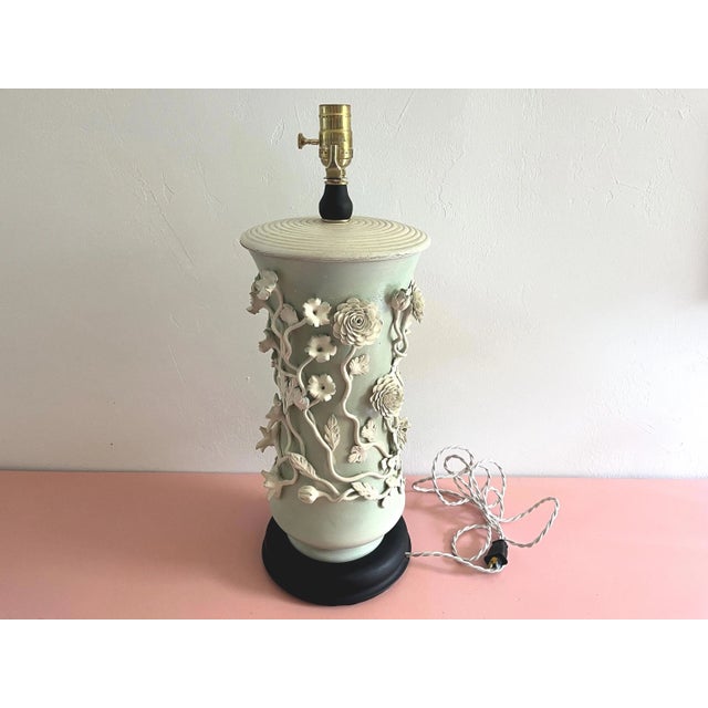 Italian Applied Floral Lamp & Shade, 1960s For Sale - Image 13 of 17
