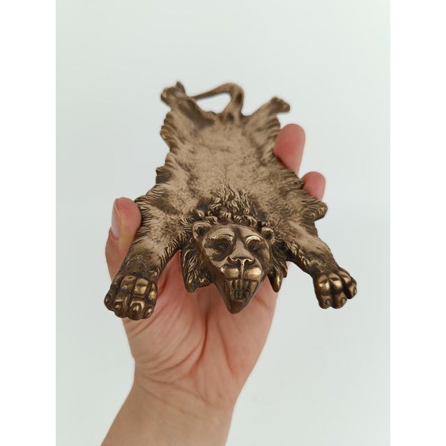 Vintage Brass Ashtray Depicting the Mythological Nemean Lion Skin, Italy, 1970s For Sale - Image 6 of 18