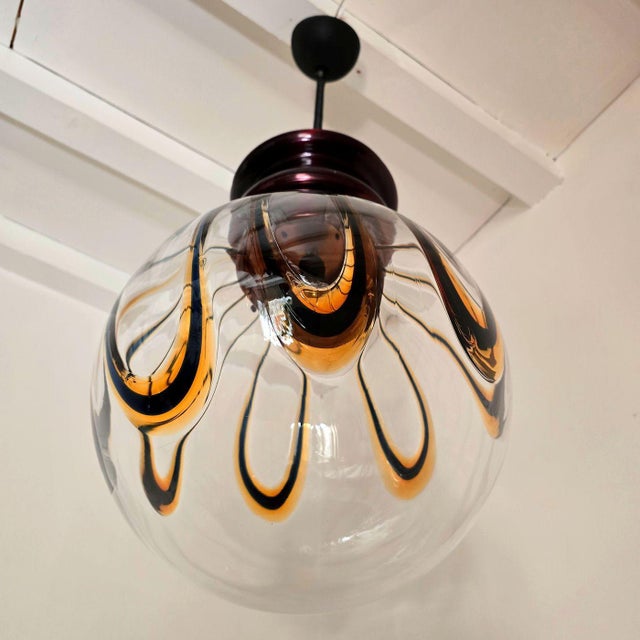 1970s 1970s Mid Century Modern Murano Glass Pendant Chandelier, Italy For Sale - Image 5 of 12