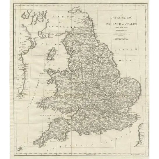 Large Antique Map of England and Wales, 1805 For Sale