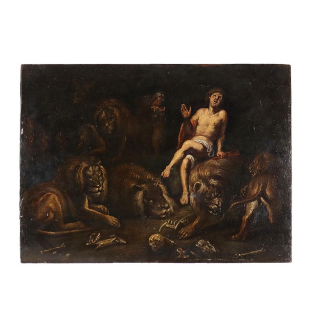 Italian Artist, Daniel in the Lions' Den, 19th Century, Oil on Board For Sale - Image 10 of 10