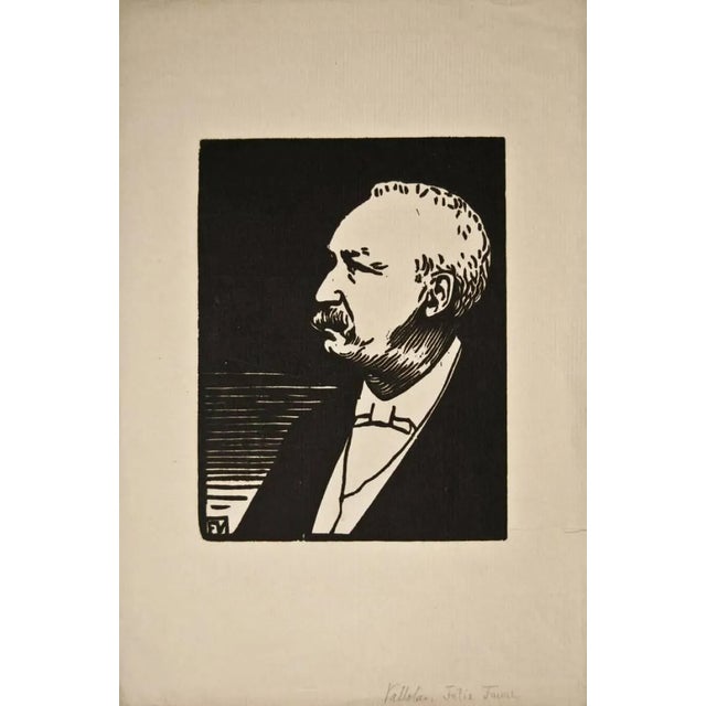 Portrait of Felix Faure - Original Woodcut Print by F. Vallotton Early 20th Century For Sale