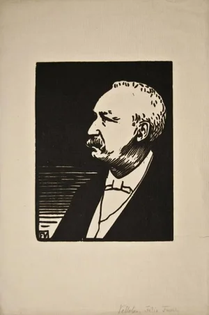 Portrait of Felix Faure - Original Woodcut Print by F. Vallotton Early 20th Century