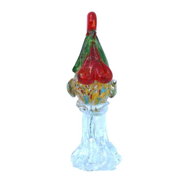 Very colorful, large and heavy Murano style glass rooster on a pedestal. I love the colors and shape of this rooster....
