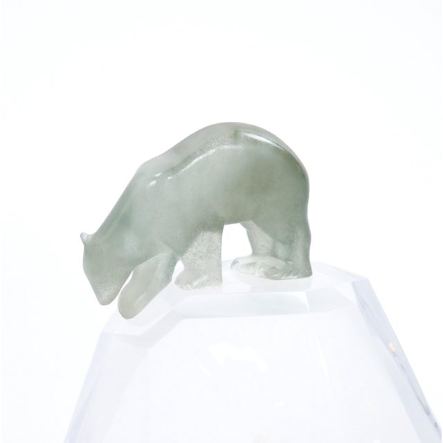 Mid 20th Century Hand Crafted/Mouth Blown Glass Daum Decorative Sculpture / Standing Polar Bear For Sale - Image 5 of 12