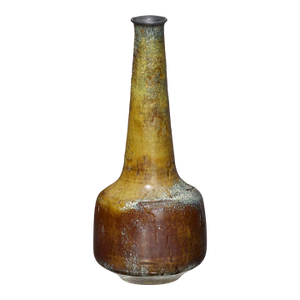 Otto Natzler and Gertrud Natzler Long-Necked Cylindrical Bottle With Lip, 1967