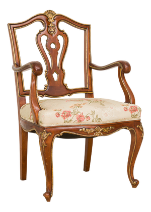 Carved Armchair with Gilt Details by Muebles Manonellas, 1950s