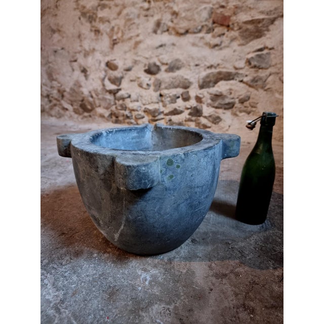 Antique French Black Marble Mortar, 19th Century For Sale - Image 11 of 16
