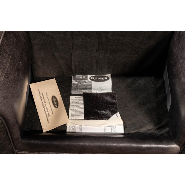 Vintage Leather Lounge Armchair in Black by Klaussner For Sale - Image 9 of 9