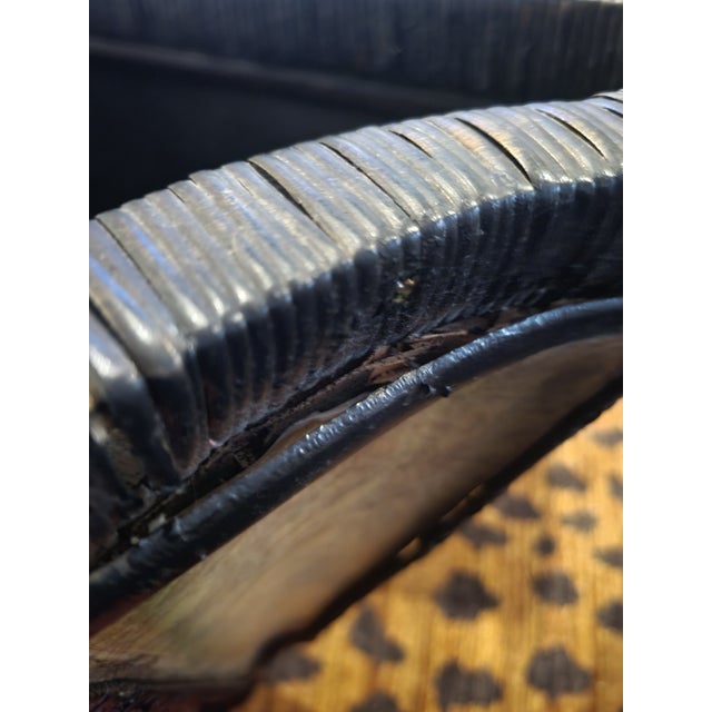 Brown Monumental Size Tropical Palm Tree Distressed Open Top Wall Pockets- A Pair For Sale - Image 8 of 12