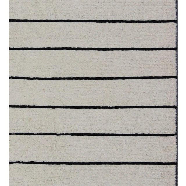 Contemporary Minimalist Design Modern Moroccan Rug in White by Keivan Woven Arts 8'0 X 11'0 For Sale - Image 3 of 7
