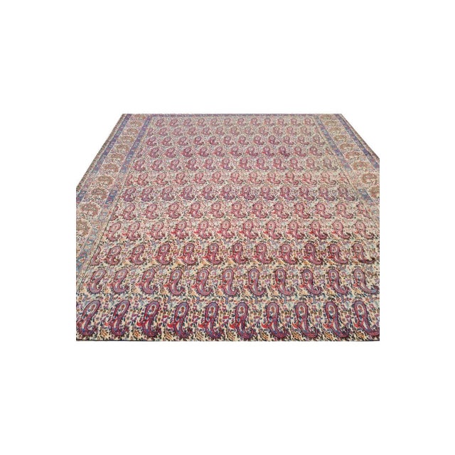 Authentic Hand Knotted Antique Tribal Qirmoun Wool Area Rug 12.4 X 9.9 Ft For Sale - Image 4 of 9