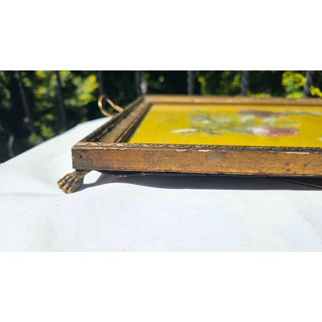 Art Deco Wooden Tray with Embroidered Lion Paws, 1920s For Sale - Image 3 of 7