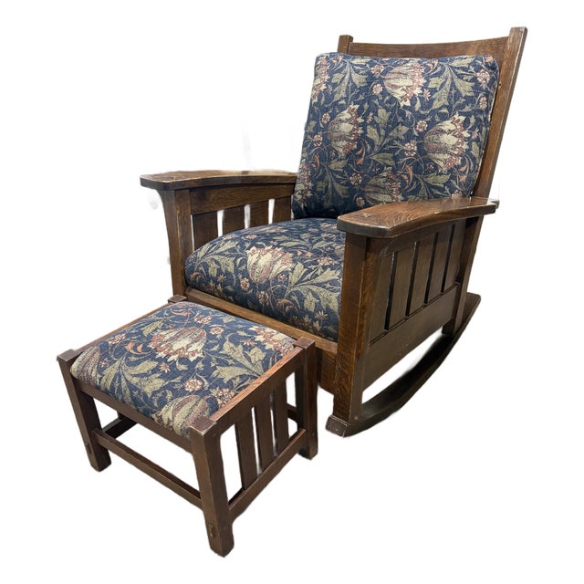 Stickley Furniture Missions Style Rocking Chair and Ottoman For Sale