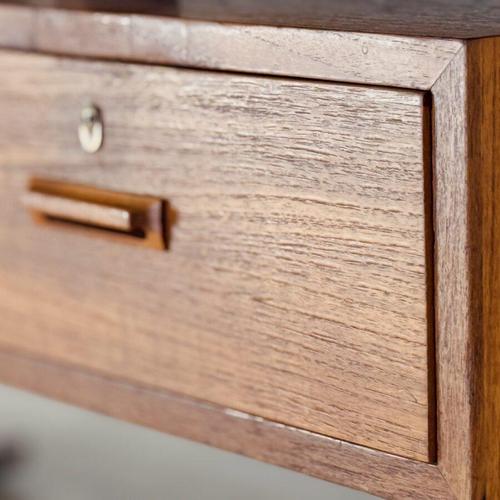 Brown Large Danish Executive Desk in Teak by Jørgen Clausen for Brande Møbelfabrik, 1950s For Sale - Image 8 of 16