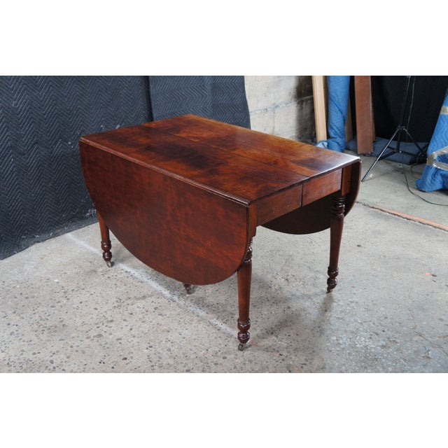 Late 19th Century Antique American Victorian Cherry Oval Drop Leaf Farmhouse Dining Table 126" For Sale - Image 5 of 12