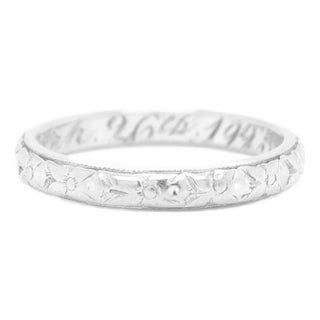 Antique Art Deco 18k White Gold Orange Blossom Wedding Band Ring For Sale
