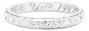 Antique Art Deco 18k White Gold Orange Blossom Wedding Band Ring