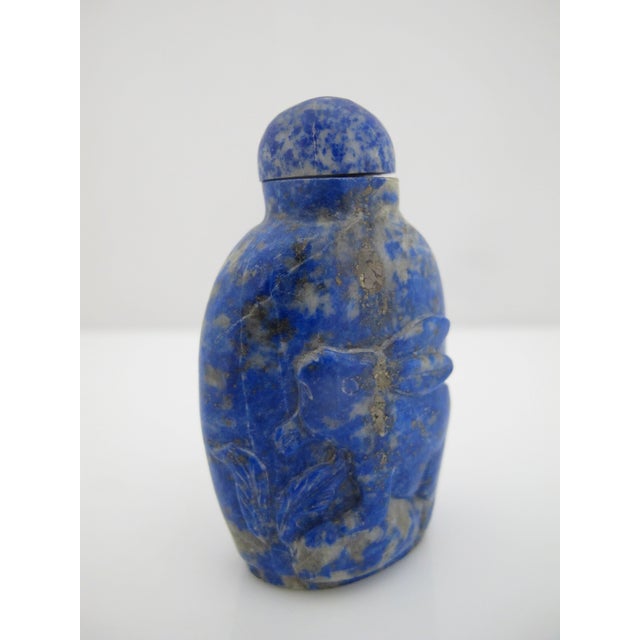 Late 19th Century Antique Chinese Blue Lapis Lazuli Carved Rabbit Snuff Bottle For Sale - Image 5 of 10