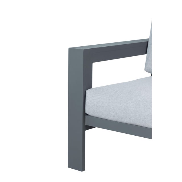 Sardinia Aluminum Frame Outdoor 74" Love Seat / Sofa - Gray Cushions For Sale - Image 14 of 18