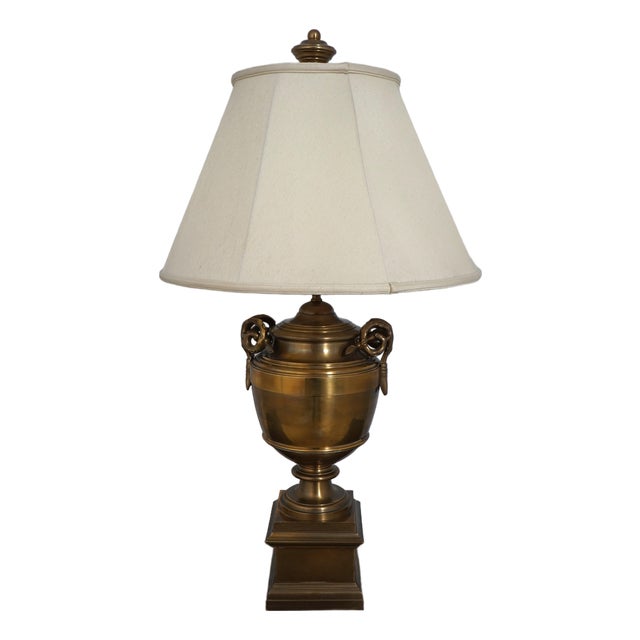 Heavy Solid Brass Urn Large Table Lamp For Sale