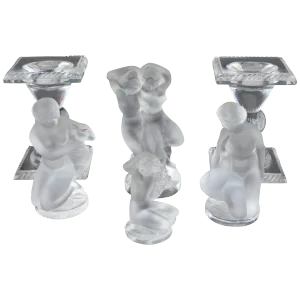 Collection of Figurines and a Pair of Candle Sticks by Lalique