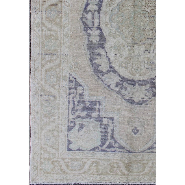 Tribal Vintage Medallion Oushak Inspired by Ottoman Design in Taupe, Gray & Purple For Sale - Image 3 of 7