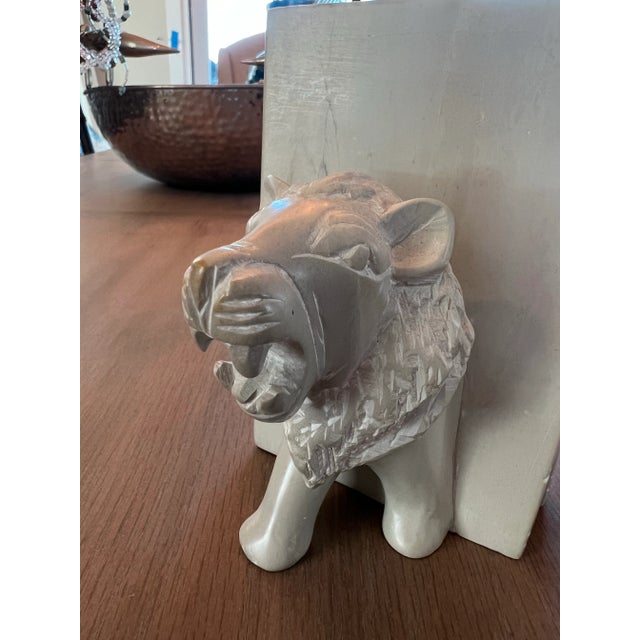 Vintage Carved Stone Lion Bookends For Sale In Jacksonville, FL - Image 6 of 10