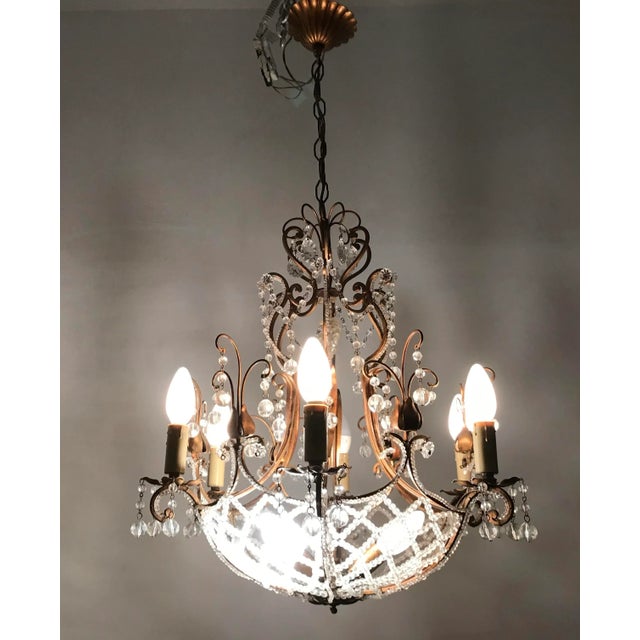 - Antique style crystal beaded chandelier - Crystal beaded frame and basket - Height including chain and ceiling canopy 85...