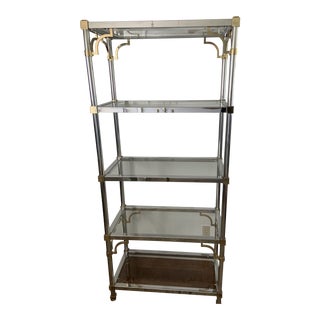 1950s Maison Jansen Style French Chrome and Brass Etagere For Sale