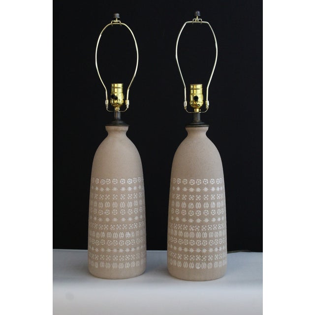 Mid 20th Century Accolay Style Ceramic Lamps - a Pair For Sale - Image 12 of 12