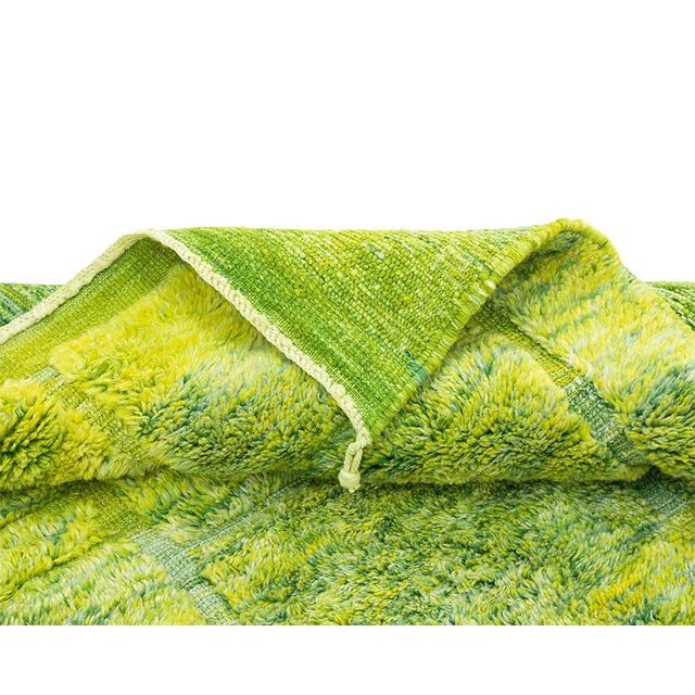 Early 21st Century 3.00 X 2.21 M Hand-Knotted Wool Rug - Vibrant Lime Green & Neon Yellow Statement Carpet, One of a Kind For Sale - Image 5 of 11