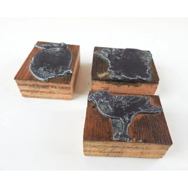 Modern Etched Metal & Wood Print Blocks in the Manner of Leonard Baskin Birds For Sale - Image 3 of 7