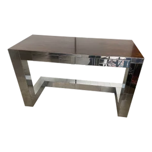 1970s Chrome Cityscape Desk With Rosewood Top Styled After Paul Evans