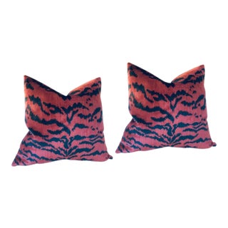 Contemporary Scalamandre "Le Tigre" Pillows in Red and Black - a Pair For Sale