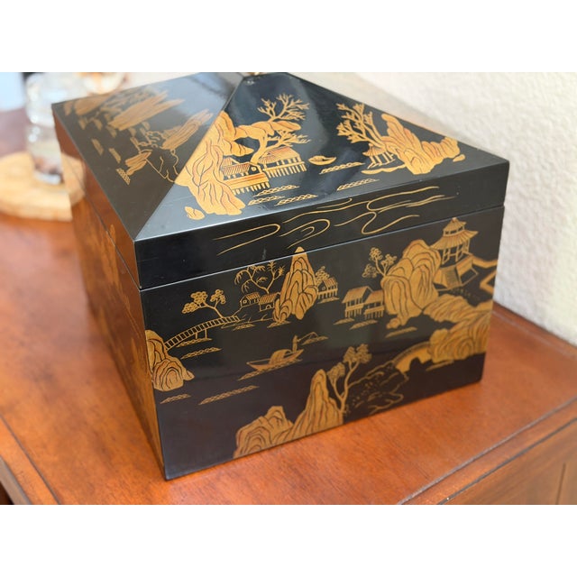 Wood Mid 19th Century Lacquered Hand Painted Chinoiserie Chest by Maitland Smith For Sale - Image 7 of 10