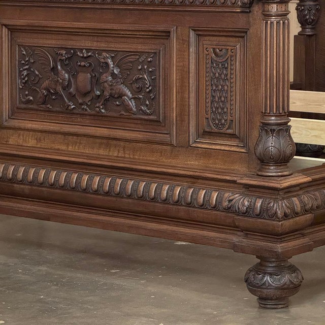 19th Century French Walnut Renaissance Revival Queen Bed For Sale - Image 13 of 18