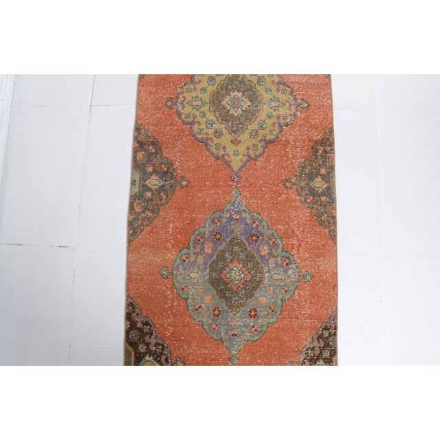 Olive 1960s Muted Olive & Terracotta Turkish Runner For Sale - Image 8 of 9
