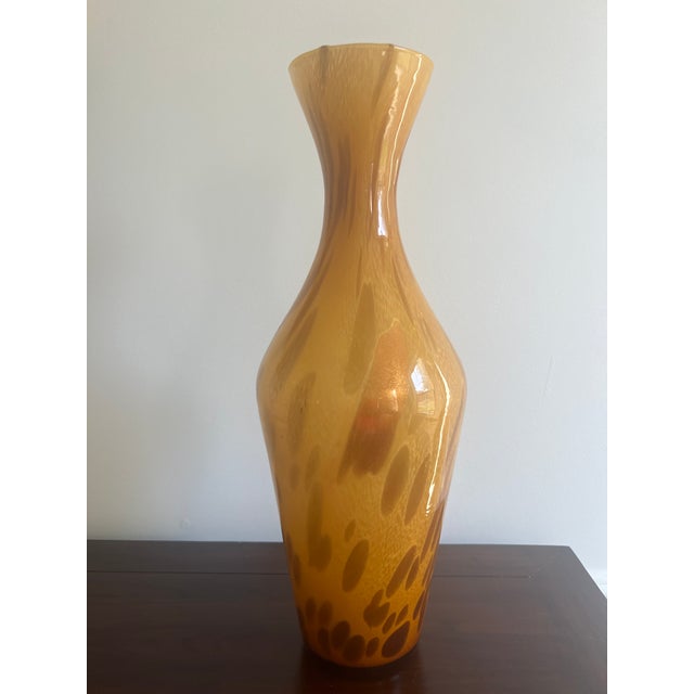 Traditional Mid-Century Vintage Italian Murano Style Glass Vase For Sale - Image 3 of 8