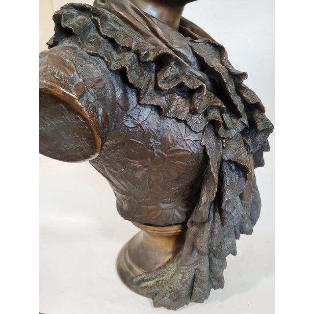 Antique French Lifesize Bronze Bust of a Young Woman by Wagner For Sale - Image 16 of 18