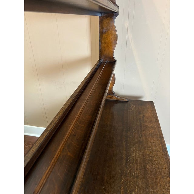 Brown Antique English Dresser Sideboard Plate Rack Potboard Jacobean Tiger Oak C1900 For Sale - Image 8 of 18